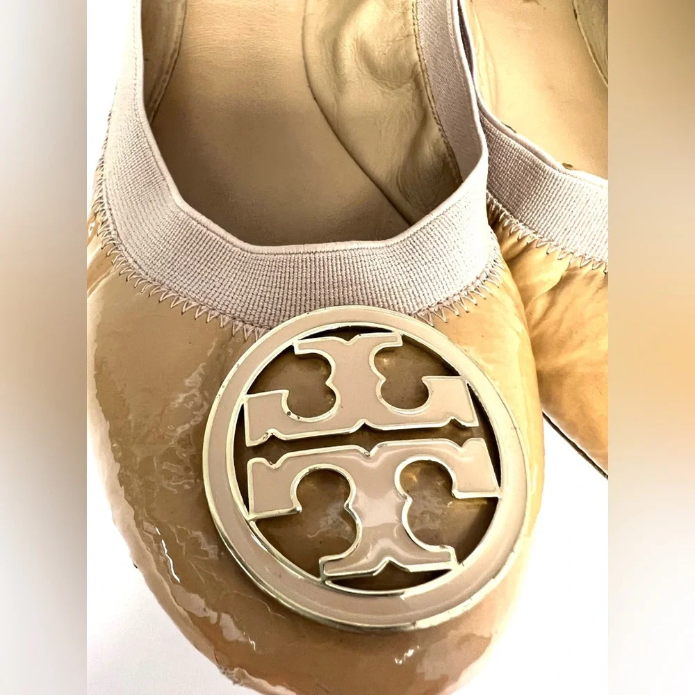 Tory Burch-Caroline Flats-Camel/Nude color,Size:8.5M, Pre- Owned, Fair condition